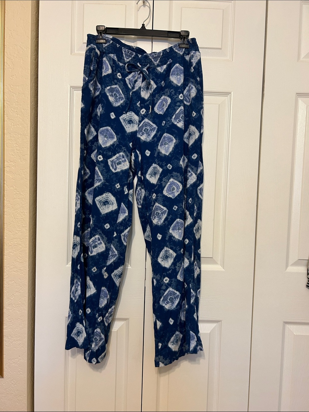 Style & Co. Navy Blue & White Wide Leg Pull-on  Pants